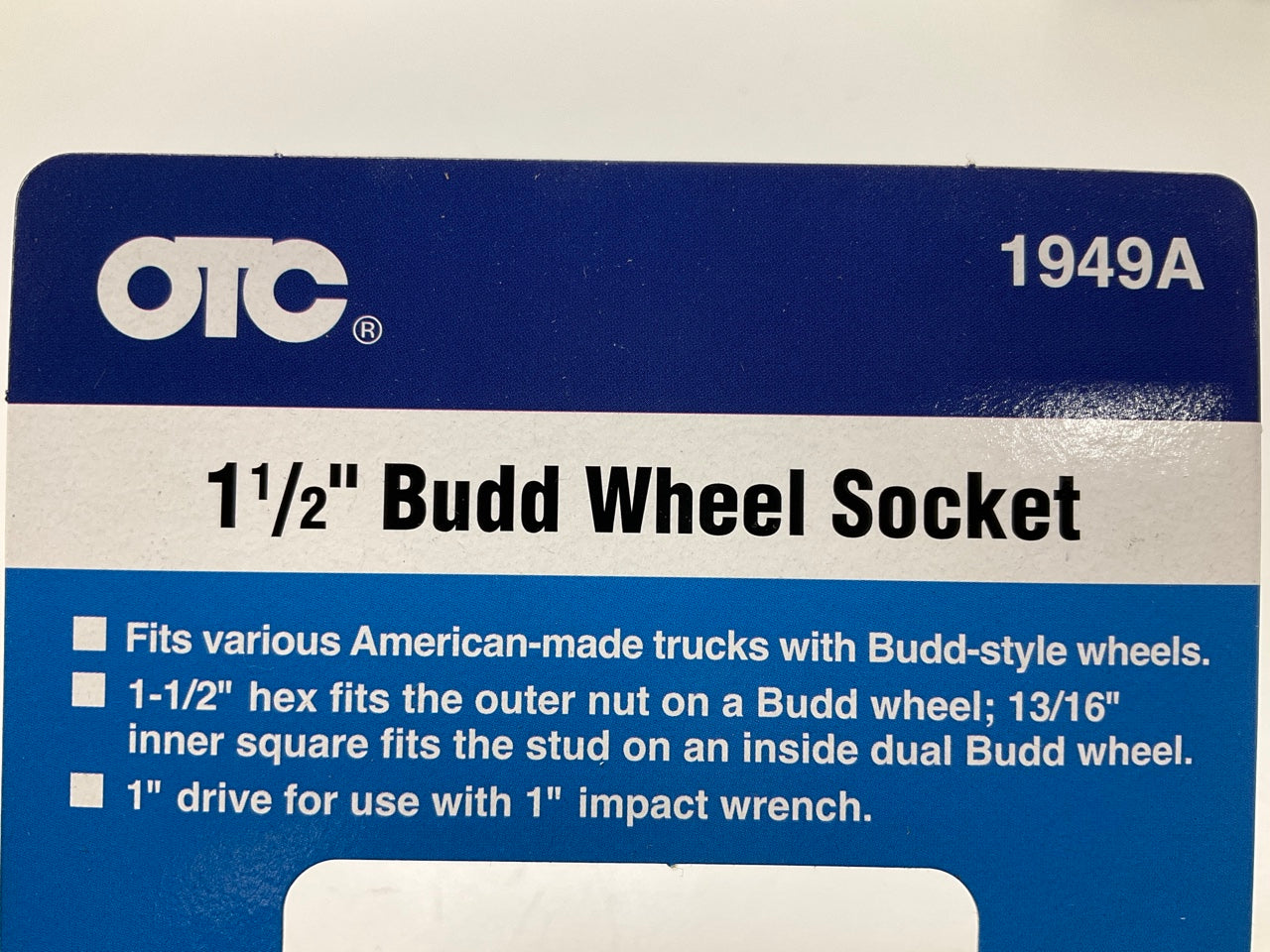 OTC 1949A 1-1/2'' Wheel Socket With 13/16'' Square For Budd Wheel DUALLY Trucks
