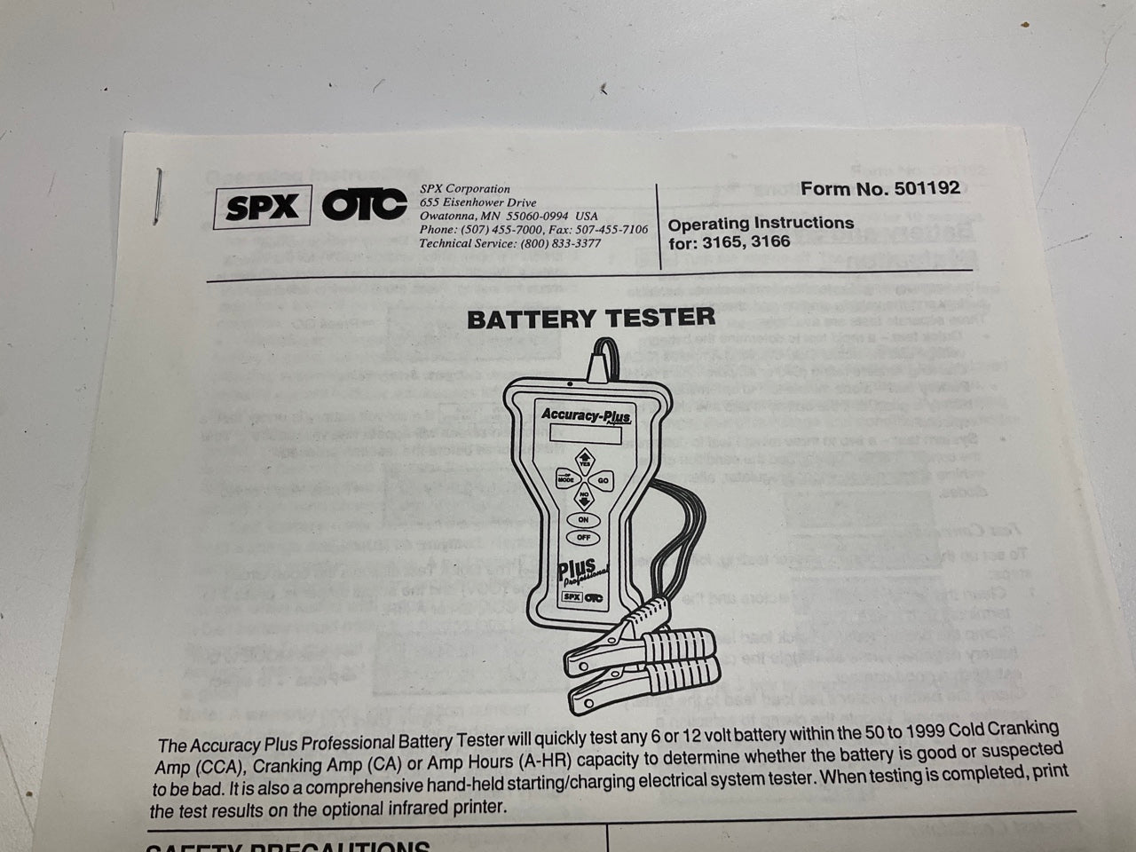 SPX OTC Accuracy Plus Professional 3165 Battery Tester Tool