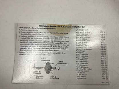 MISSING ONE WASHER - OTC 4531 Harmonic Balancer Puller And Installer Tool Set