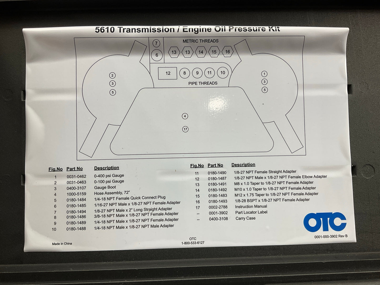 OTC 5610 Transmission And Engine Oil Pressure Test Kit