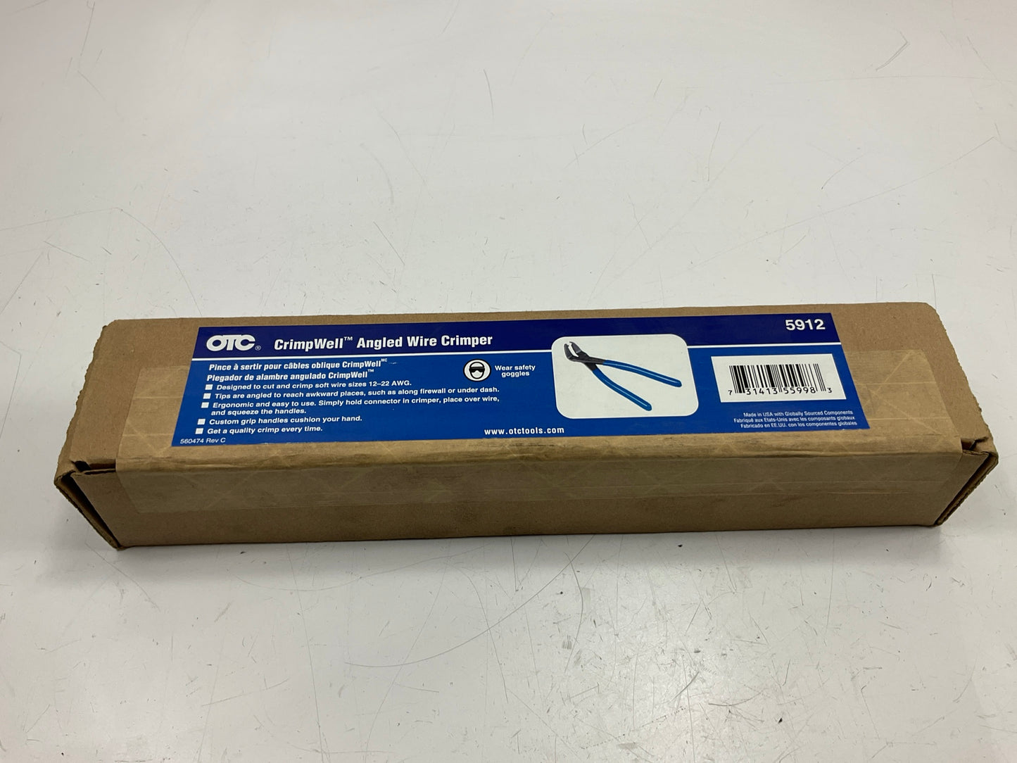 OTC 5912 CrimpWell Angled Wire Crimper, Blue, 10-22 AWG Crimper