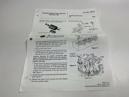 OTC 6069 Cummins Diesel Fuel Injector Remover Kit For 99-02 Cummins 5.9 24 Valve