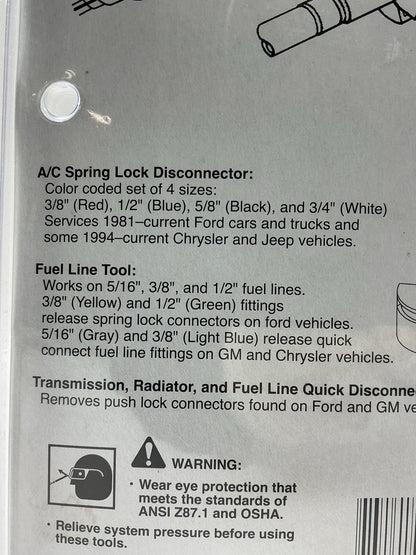 OTC 6517 9 Piece Fuel And A/C Line Disconnect Tool Set