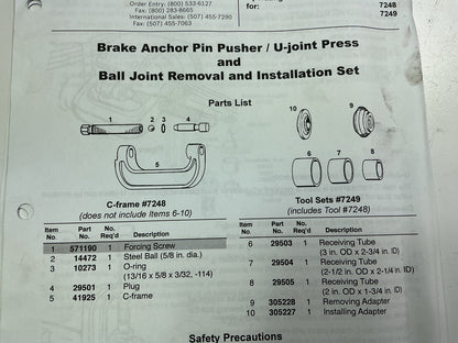 USED, AS SHOWN - OTC Tools 7249 Ball Joint Service Tool, Starter Service Kit