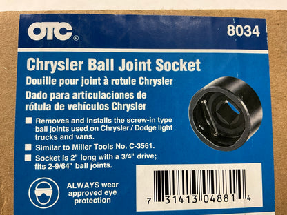 OTC 8034 Ball Joint Socket For Chrysler 2-9/64'', 3/4'' Drive
