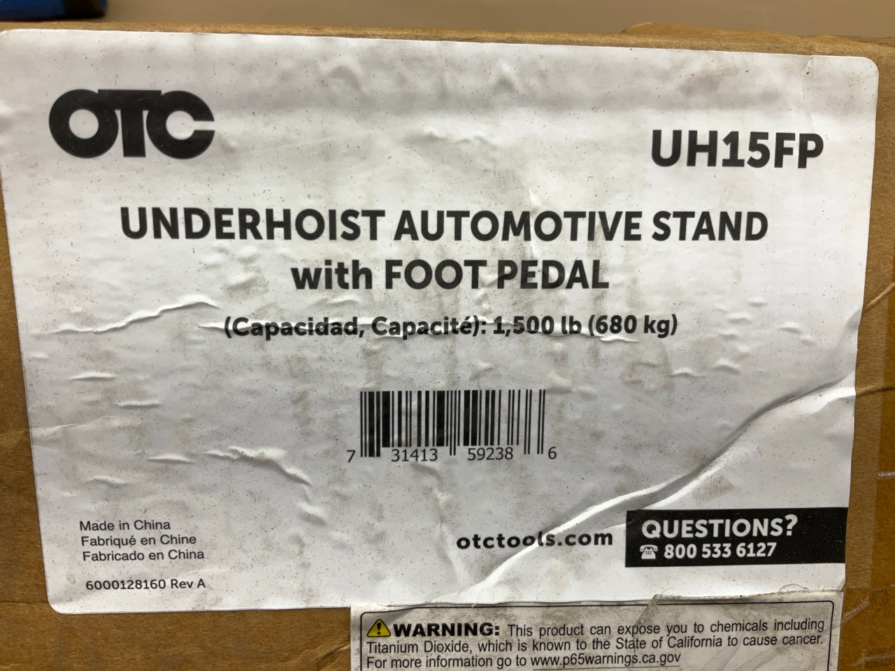 OTC UH15FP 1,500 Lb Capacity Auxiliary Jack Stand With Foot Pedal Assist