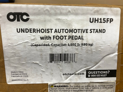 OTC UH15FP 1,500 Lb Capacity Auxiliary Jack Stand With Foot Pedal Assist