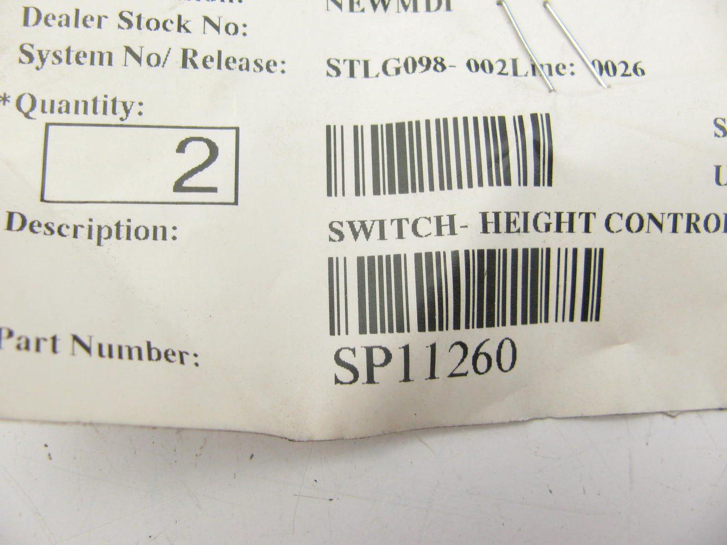 Genuine Paccar SP11260 Suspension Seat Height Switch - Peterbilt