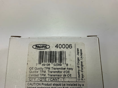 (4) Pacific 40006 TPMS Tire Pressure Monitor Sensor, Made In Japan PAXPMV1017
