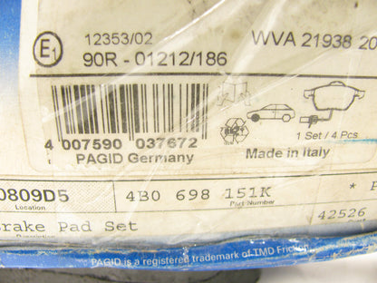 Pagid 4B0698151K Disc Brake Pad Set Front