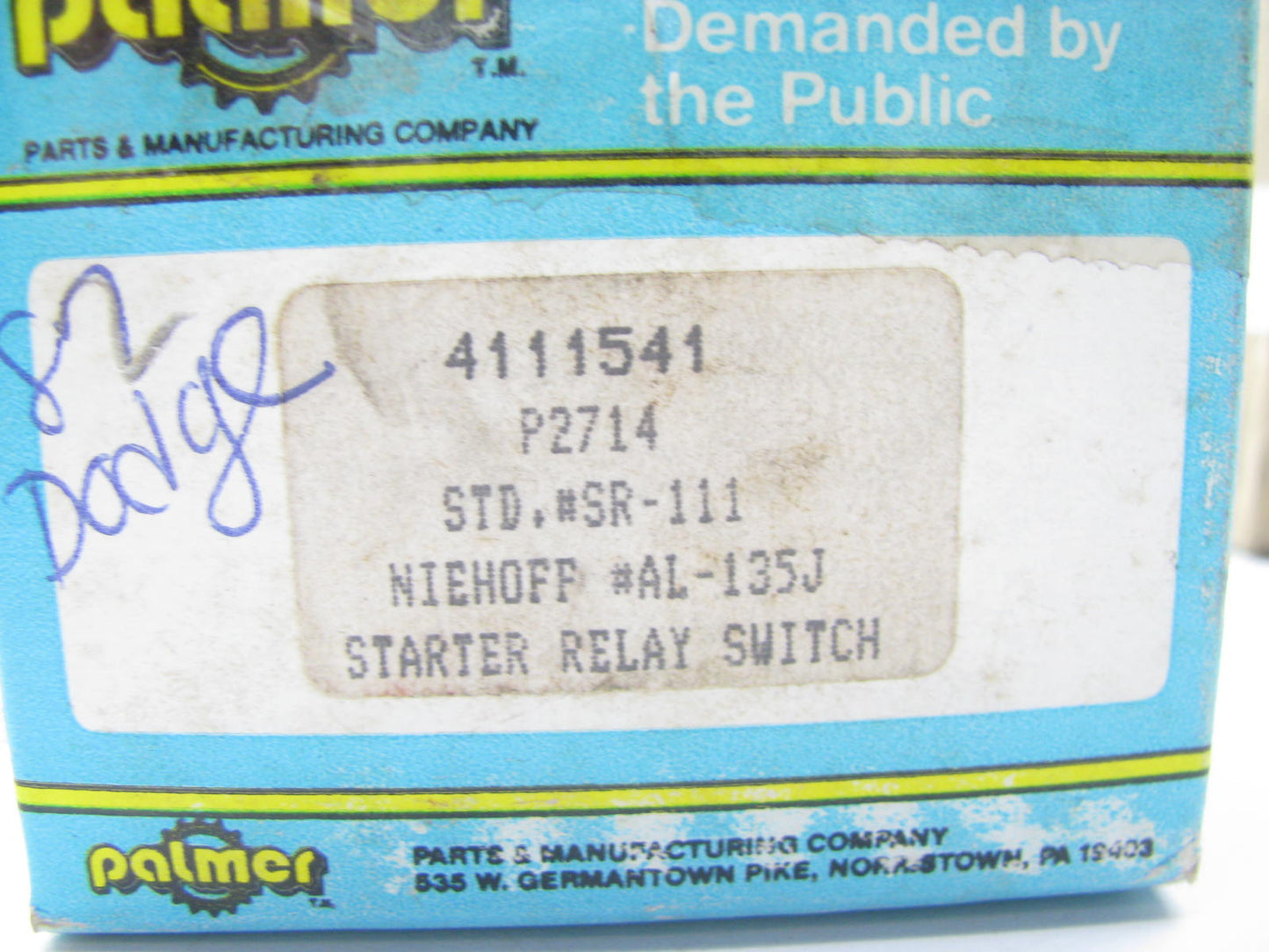 Palmer 4111541 Starter Relay