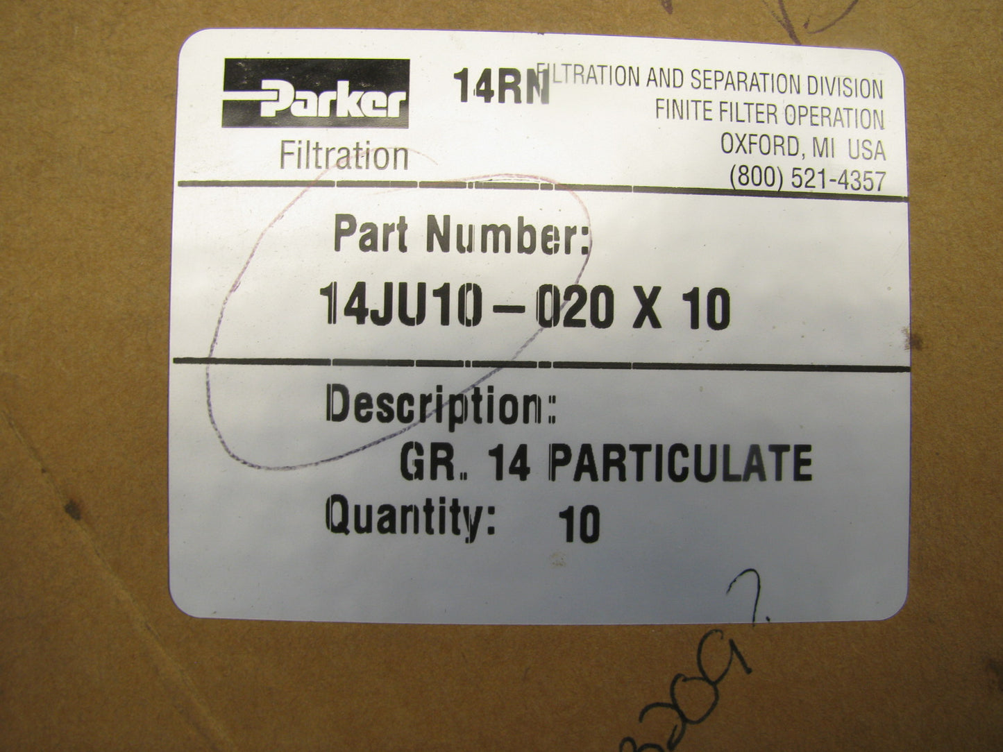 (10) PACK - Parker  Lubricator Coalescing Filter Element 14JU10-020 FRP-95-269