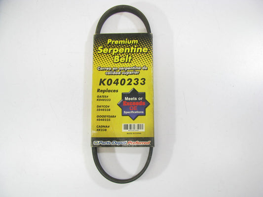 Parts Depot K040233 Serpentine Belt - 0.56'' X 24.475'' - 4 Ribs