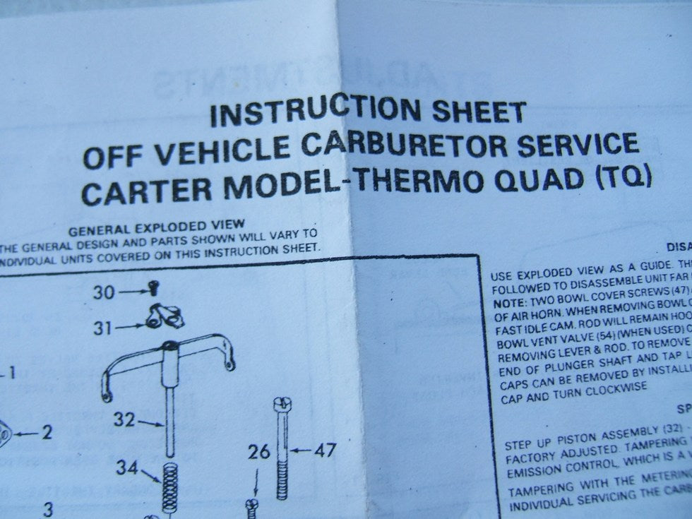 Parts Master 10634C Carburetor Rebuild Kit Carter Thermo-Quad TQ