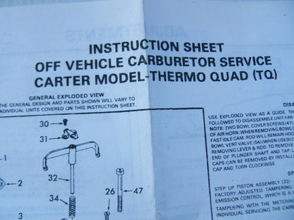 Parts Master 10634C Carburetor Rebuild Kit Carter Thermo-Quad TQ