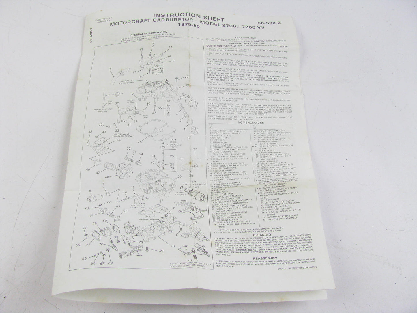 Parts Master 10763A Carburetor Rebuild Kit - 1979-80 Motorcraft 2700 7200 VV