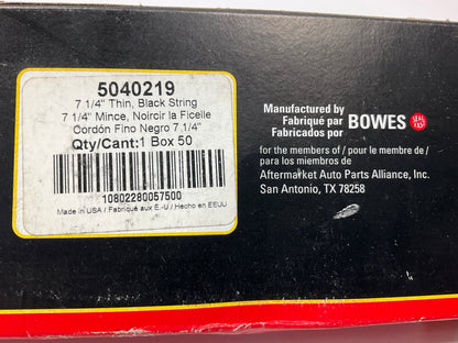 (50) Parts Master 5040219 - 7-1/4'' Thin, Black String Tire Repair