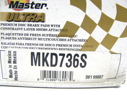 Parts Master MKD736S Front Disc Brake Pads For 1997-1998 Saab 900