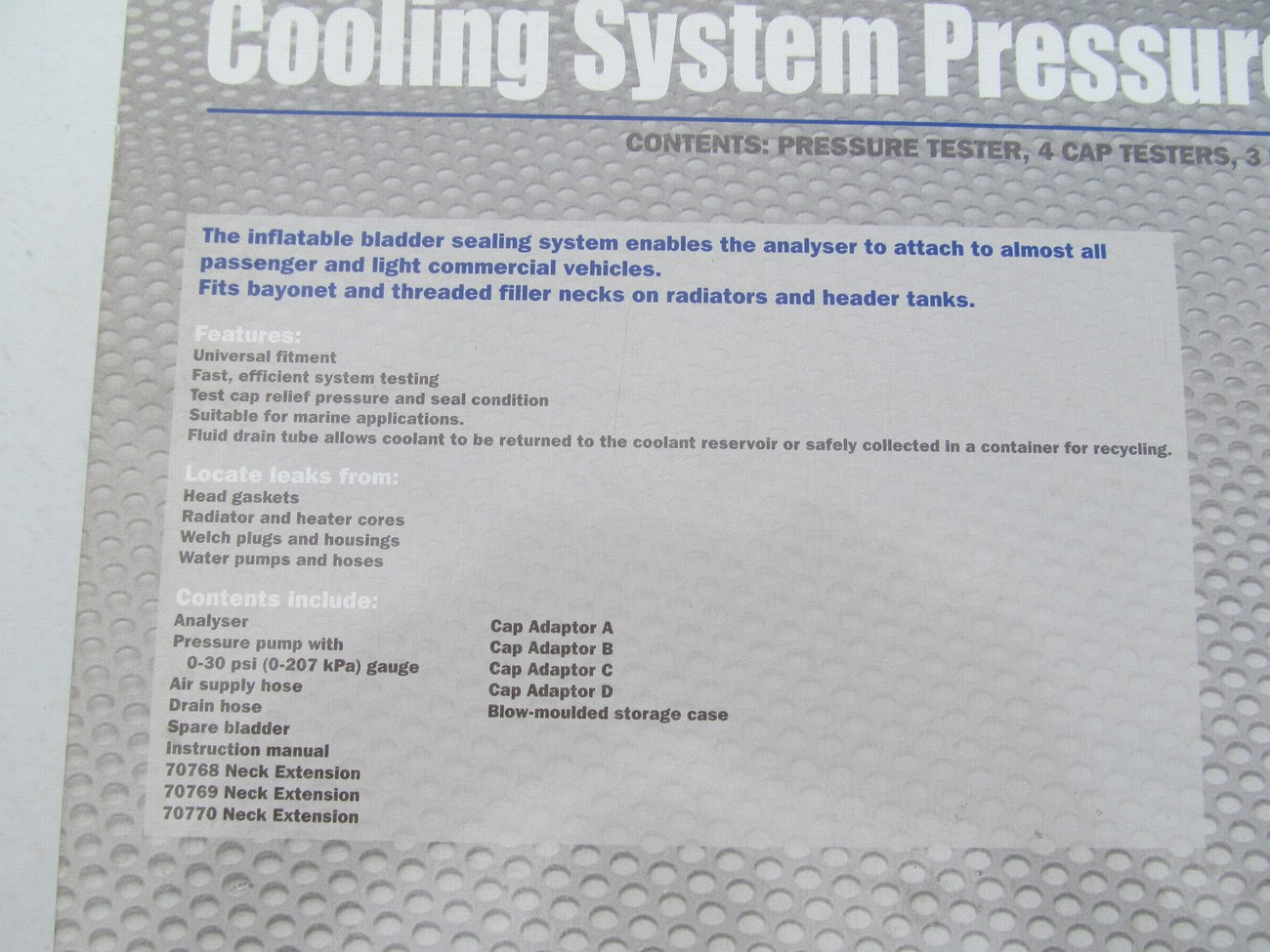 PBT 70888 Deluxe Cooling System Pressure Tester Kit