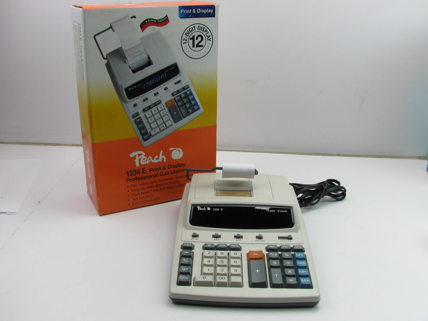 Peach 1234 Desktop Print & Display Professional Calculator 2 Color