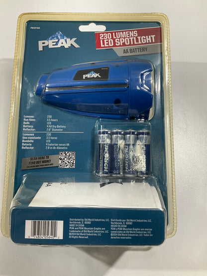 Peak PKC0T3AA 3 Watt LED Spotlight Spot Light Lamp - 230 Lumens, 4 AA Batteries