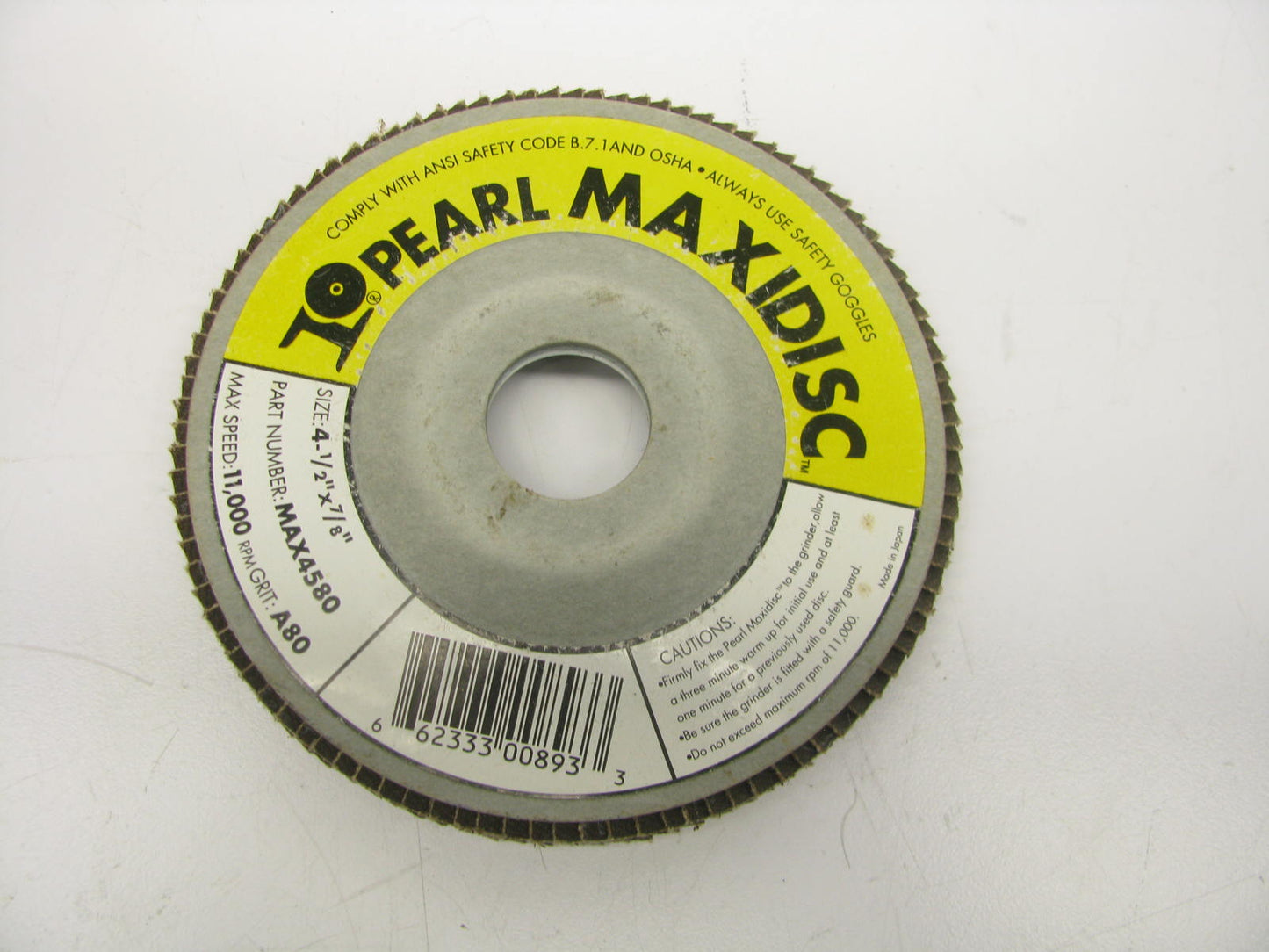 Pearl MAX4580 4-1/2'' X 7/8'' Zirconia EXV Type 27 Maxidisc - Flap Disc 80 Grit