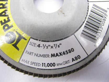 Pearl MAX4580 4-1/2'' X 7/8'' Zirconia EXV Type 27 Maxidisc - Flap Disc 80 Grit