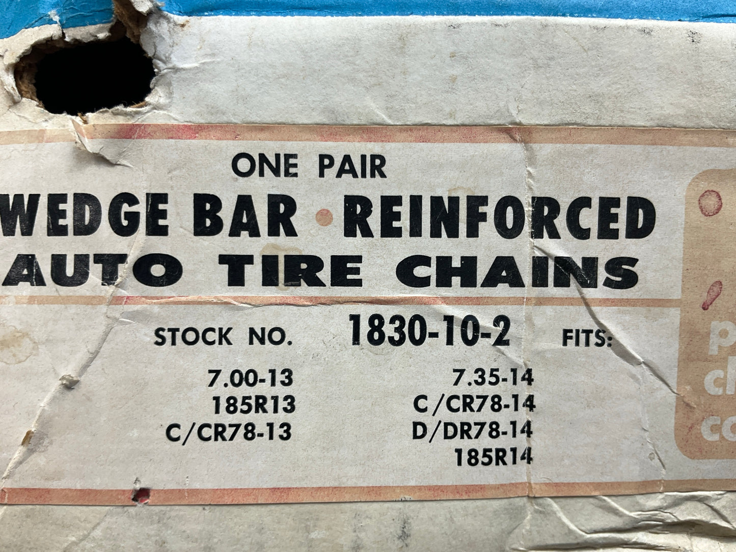 Peerless 1830-10-2 Tire Snow Chains PAIR  C/CR78-14 , D/DR78-14 , 185R14