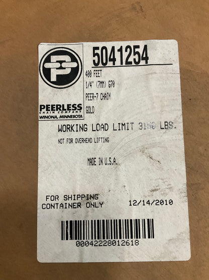 Peerless 5041254 Cargo Rigging 1/4'' Transport Chain 400 Feet Long, 3150 Lbs Load