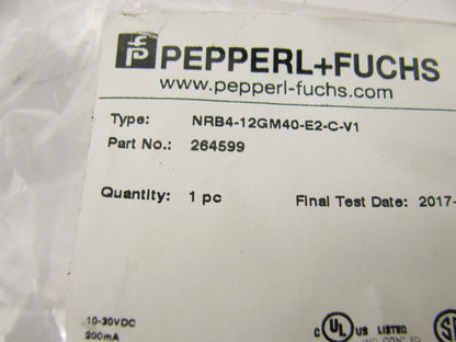 New PEPPERL+FUCHS 264599 Inductive Proximity Sensor NRB4-12GM40-E2-C-V1