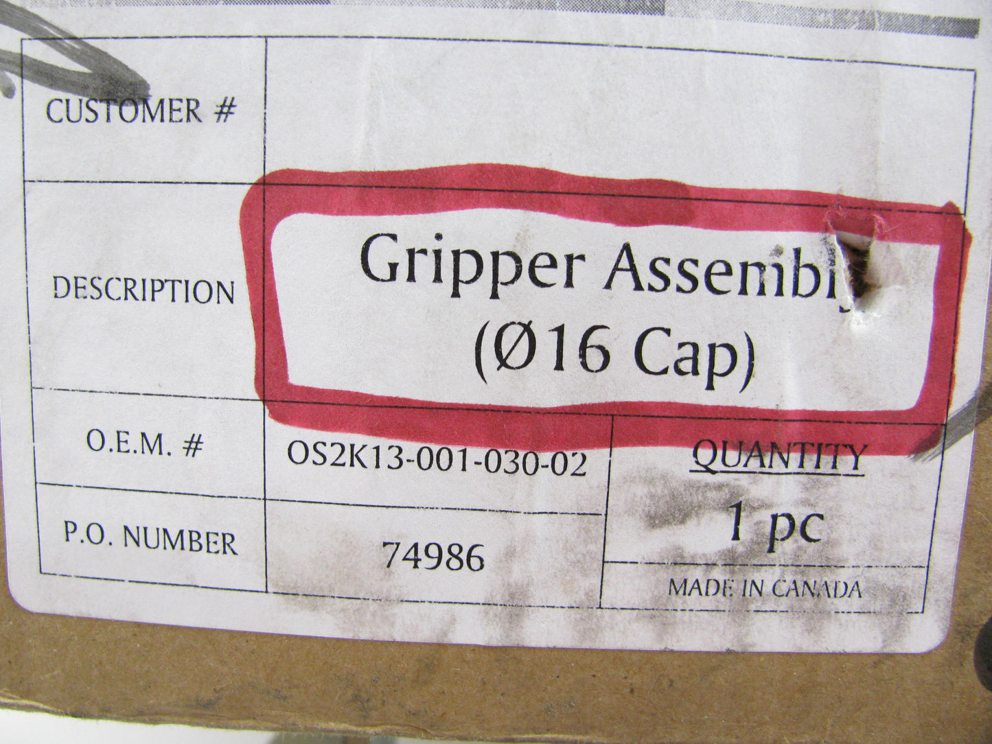 Pepperl-fuchs OS2K13-001-030-02 - GRIPPER ASSEMBLY (016 CAP )