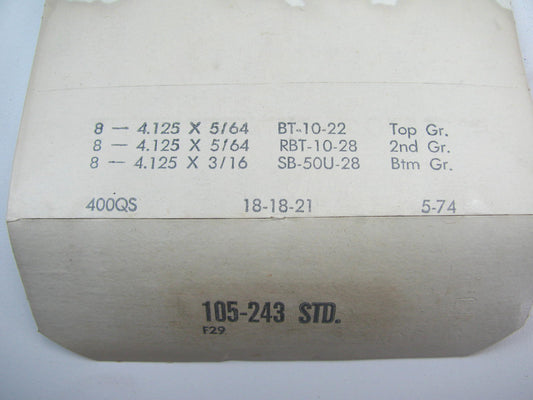 SBC 400 V8 Engine Piston Ring Set - Plain Cast - STANDARD Perfect Circle 50141