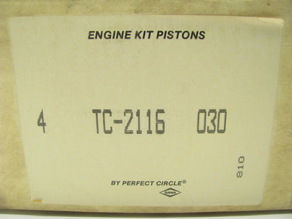 (4) Perfect TC2116-030 Left Bank Piston .030'' - 1978-1985 Oldsmobile 350N Diesel