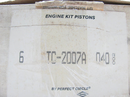 (6) Perfect Circle TC2007A-040 Engine Pistons .040'' For 1987-1998 Dodge 3.9L V6