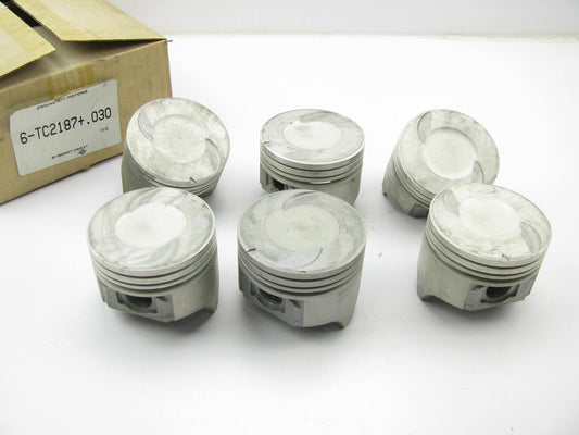 (6) Perfect Circle TC2187 Engine Pistons .030 Size - 1982-1987 Ford 232 3.8L V6