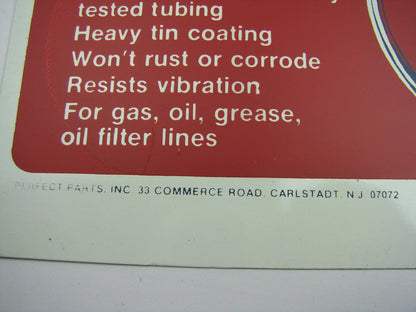 Perfect Parts Metal Hydraulic Brake Lines METAL SHEET Chart Sign  - 9'' X 8-1/4''