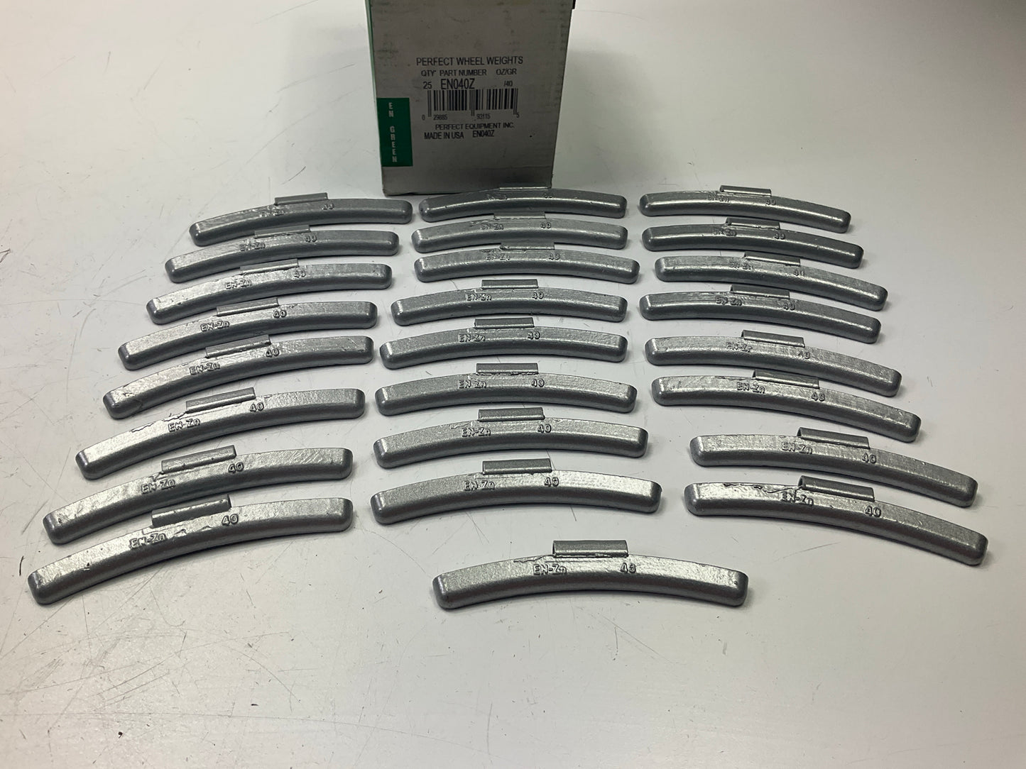 (25) Perfect Wheel Weights EN040Z EN Type Clip On Wheel Weight Zinc Coated, 40g.