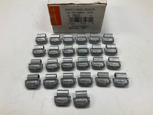 (25) Perfect Wheel Weights FN015 Lead Coated Clip On Wheel Weights, 15g
