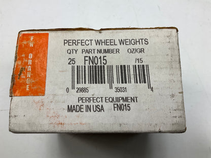 (25) Perfect Wheel Weights FN015 Lead Coated Clip On Wheel Weights, 15g