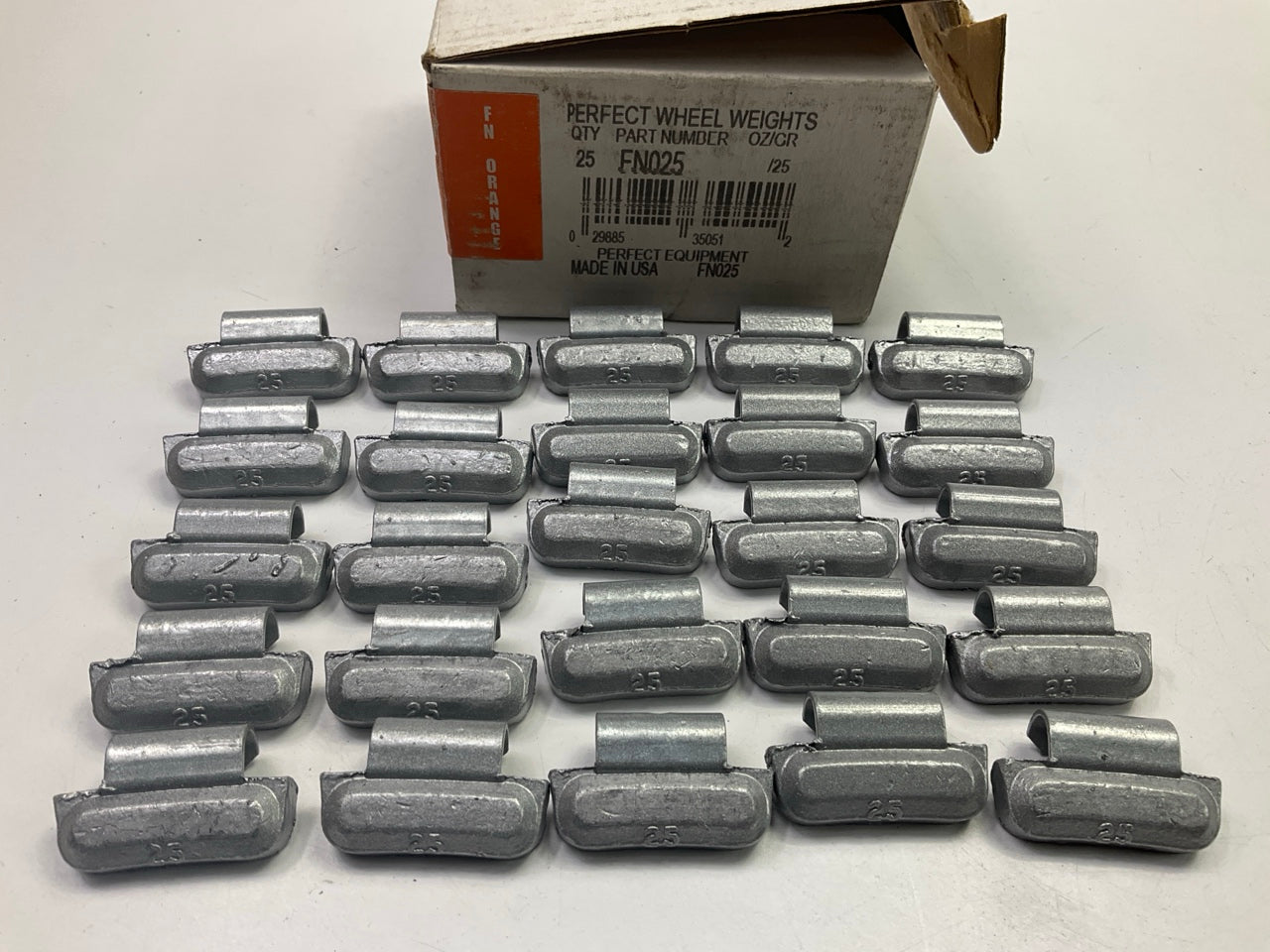 (25) Perfect Wheel Weights FN025 Lead Coated Clip On Wheel Weights, 25g