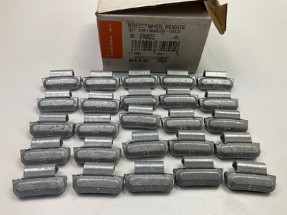 (25) Perfect Wheel Weights FN025 Lead Coated Clip On Wheel Weights, 25g