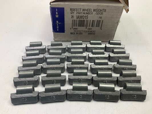 (25) Perfect Wheel Weights IAW015 Lead Coated Clip On Wheel Weights, 15g