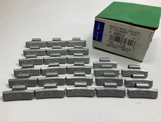 (25) Perfect Wheel Weights IAW015Z Zinc Coated Clip On Wheel Weights, 15g