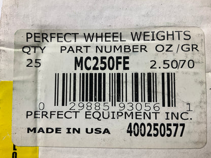 Perfect Wheel Weights MC250FE Wheel Weights 2.5 Oz - Box Of 25 Pcs