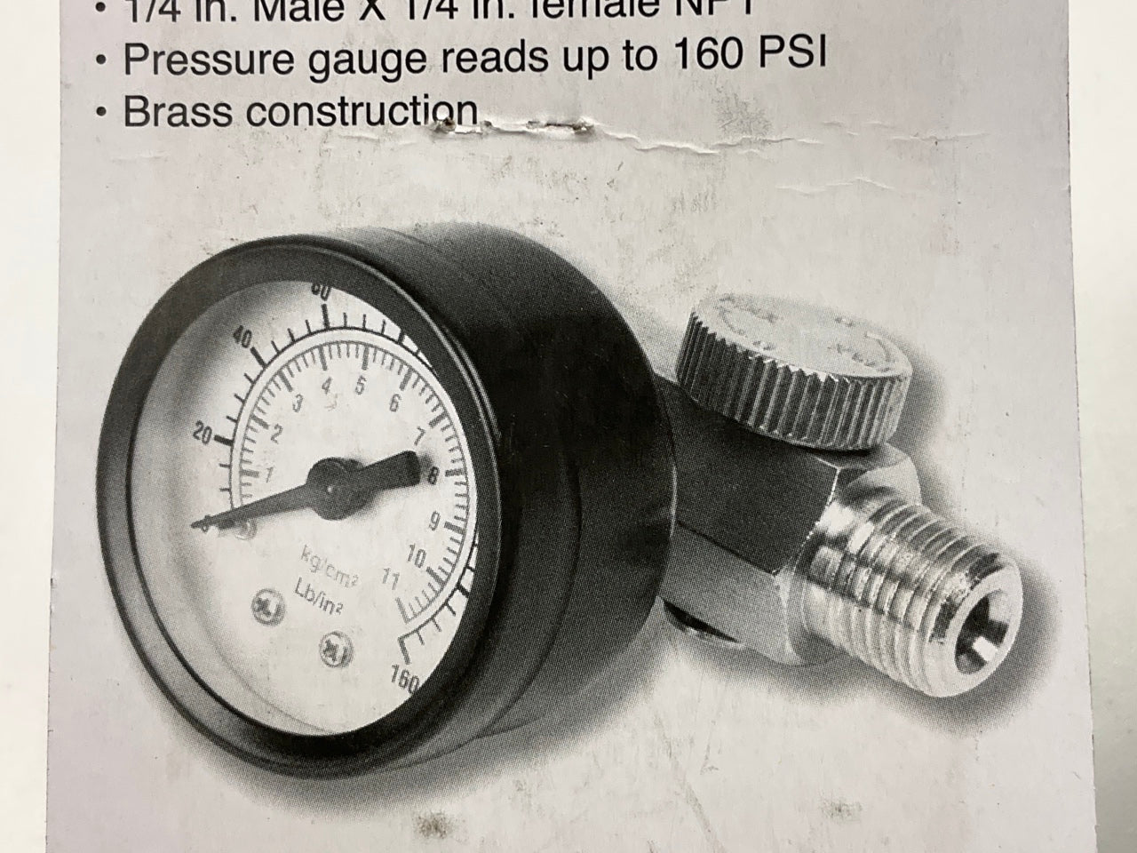 Performance M693 1/4'' NPT Brass Air Compressor Tank Valve With 160 PSI Gauge