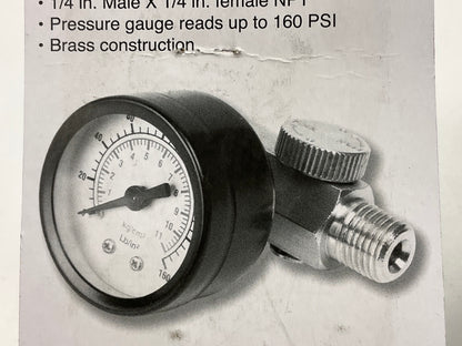 Performance M693 1/4'' NPT Brass Air Compressor Tank Valve With 160 PSI Gauge
