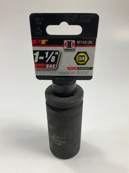 Performance Tool M742-36 3/4'' Drive Deep Well Impact Socket, 1-1/8''