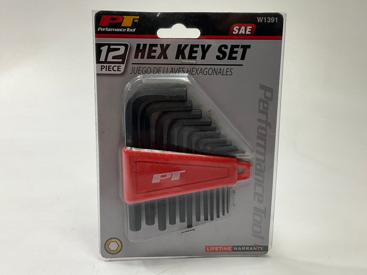 Performance Tool W1391 12-Piece SAE Hex Key Wrench Set