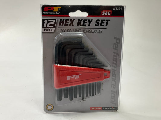 Performance Tool W1391 12-Piece SAE Hex Key Wrench Set