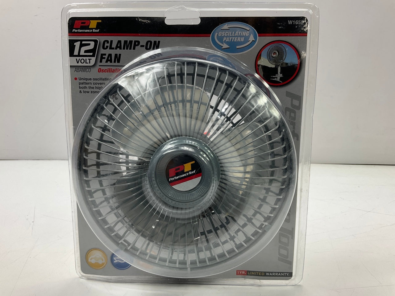 Performance Tool W1658 12V Clamp On 6'' Oscillating Fan For Cars, Trucks, RVs
